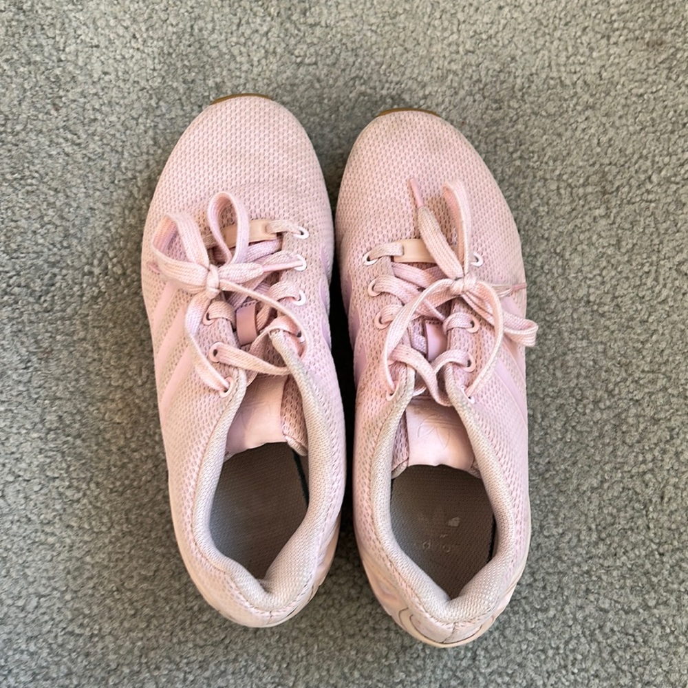 Pink adidas tennis shoes